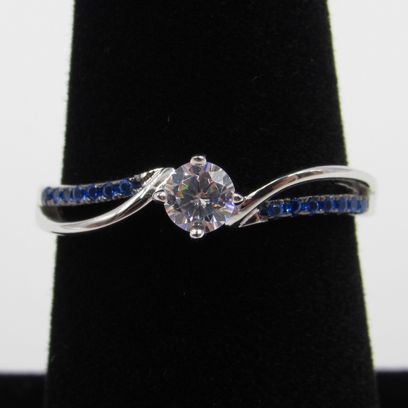 Jewelry - Sterling Silver Blue & Clear CZ Diamond Band Ring